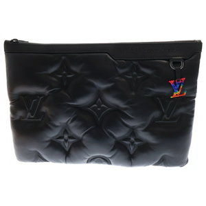 Louis Vuitton Pochette Leather Clutch Bag Black